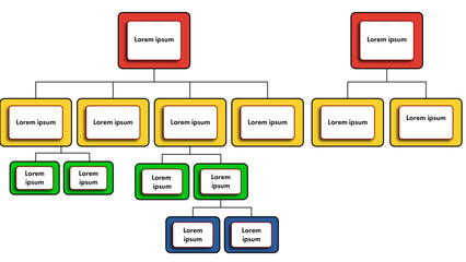 Illustration showing organizational structure in a grid layout featuring rounded rectangles