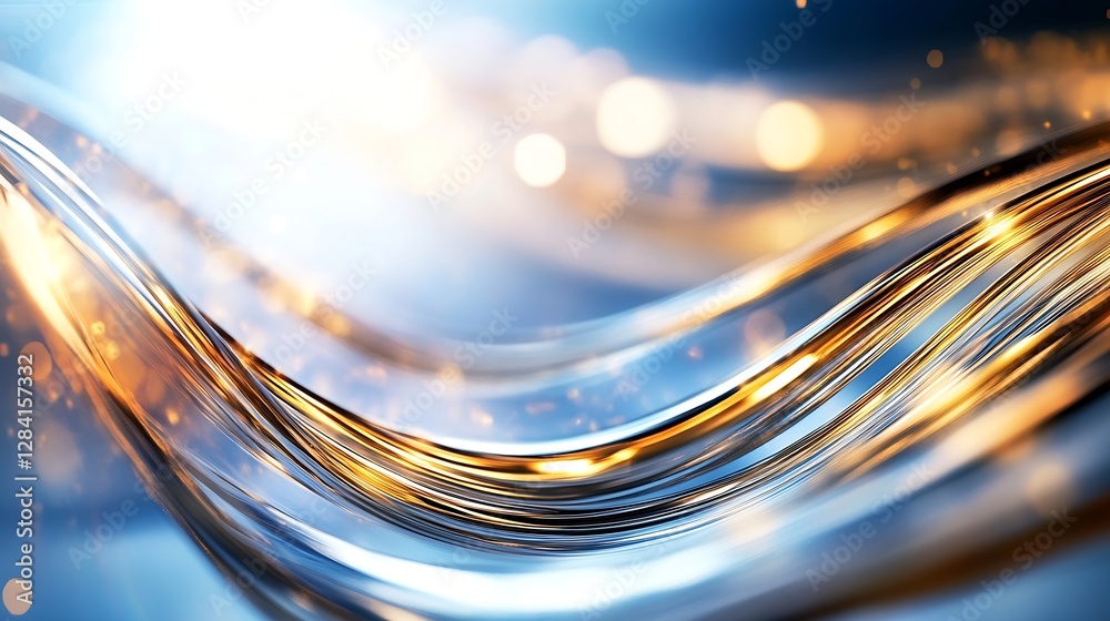 Aufkleber Glistening abstract background of flowing golden waves capturing the essence of light and motion in a fantasy realm : Generative AI