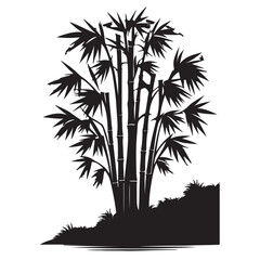 Minimalist Bamboo Silhouette - Black and White Botanical Art - Bamboo Tree Vector - Bamboo Icon
