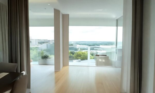 Beautiful view from a modern skyscraper room. Generative AI Technology 