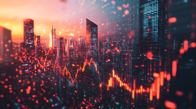 stock exchange floor where the trading boards erupt in synchronized dual explosions of fire and electricity 