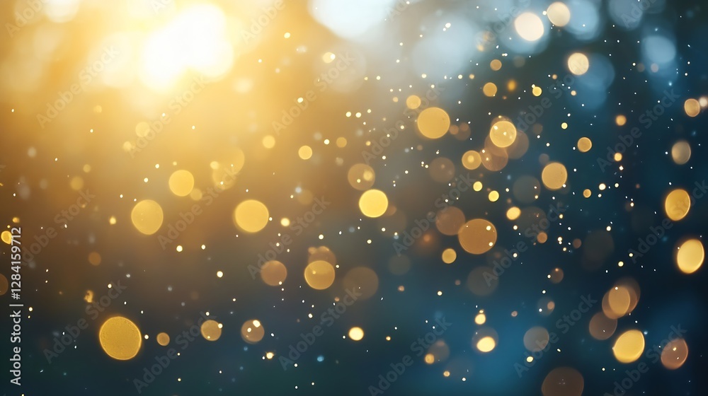 Aufkleber Beautiful bokeh background with soft golden lights glimmering in a dreamy atmosphere : Generative AI