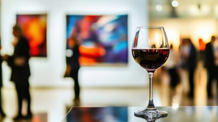Moderate drinking at a contemporary art gallery opening. Featuring culture and appreciation