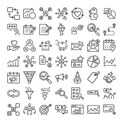 Marketing Strategy Icons Sales Funnel, Targeting, Growth, Engagement