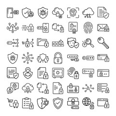 Naklejka premium Cybersecurity Icons Data Protection, Privacy, and Network Security