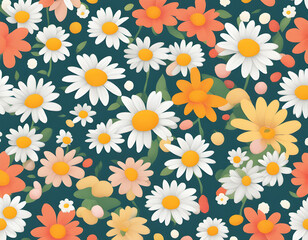 Obraz premium Daisy Flower Vector Illustrations Colorful flower background. 