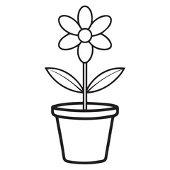 A Line Drawing of a Potted Flower