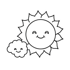 Cute cartoon sun and cloud illustration for kids.