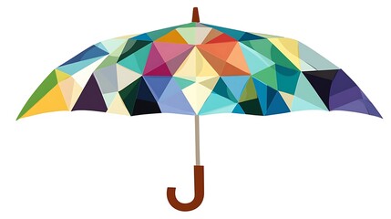 Colorful Geometric Umbrella: Low-Poly Digital Illustration AI Generated