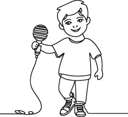 Minimal Line Drawing of a Child Performing