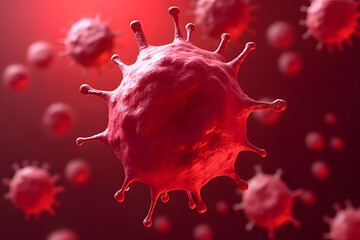 Macro image of many red blood cells created using AI