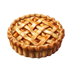 A Fluffy 3D Cartoon Apple Pie with Glowing Lattice Crust Isolated on Transparent Background
