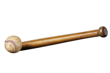 Baseball bat and ball resting on a flat surface