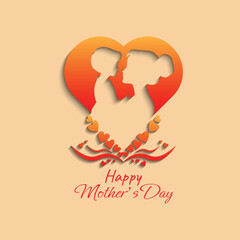 A heartfelt vector illustration depicting a mother tenderly holding her child within a symbolic heart-shaped silhouette. maternal warmth, and family unity, perfect for Mother’s Day celebrations.