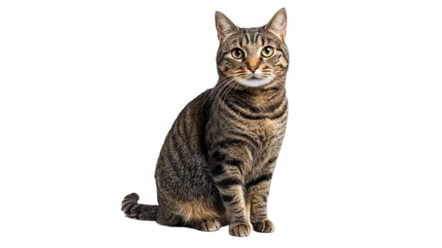 Calm gray tabby cat posing for you