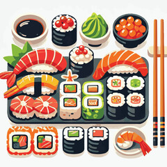 seafood, sushi, gourmet, fresh, delicious, rice, food, traditional, fish, japanese, cuisine, sashimi, maki, asian, tasty, culinary, healthy, salmon, roll, lunch, japan, seaweed, restaurant, dinner, as