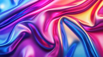 Fototapeta premium Vibrant iridescent fabric drapes, abstract colorful background, digital design, print media