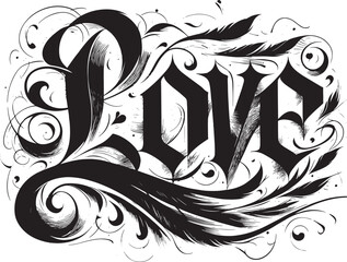 Love. Calligraphy. Lettering. Ink