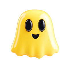 A Flat Snapchat Ghost Icon in Bright Yellow Isolated on Transparent Background