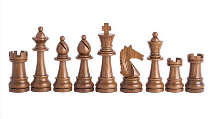chess pieces on white background