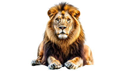 Lion resting with majestic mane in serene pose