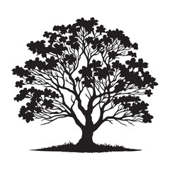Obraz premium Dogwood Tree Silhouette - Spring Bloom Art - Minimalist Botanical Drawing - Dogwood Tree Vector - Dogwood Icon 