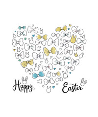 ''Cute Easter Bunny and Bow Heart ''