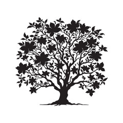 Fototapeta premium Detailed Dogwood Tree Silhouette - High-Quality Botanical Graphics - Dogwood Tree Vector - Dogwood Icon 