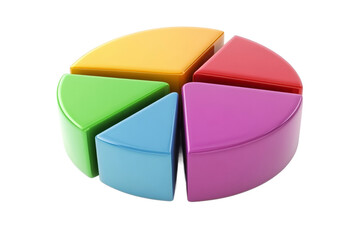 Colorful pie chart depicting data segments in 3D