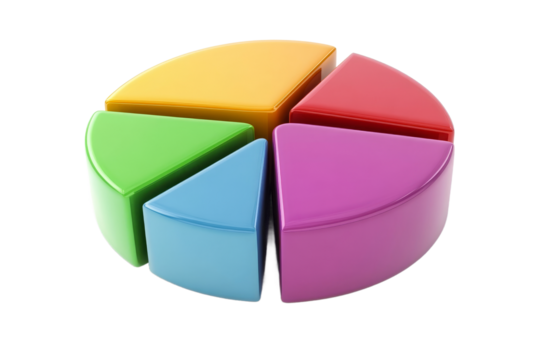 Colorful pie chart depicting data segments in 3D
