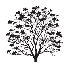 Dogwood Tree Silhouette - Sharp and Defined Floral Design - Spring Blossom Vector - Dogwood Icon
