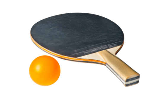 Ping pong paddle and ball ready for action
