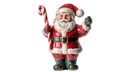 Classic Santa Claus figurine with candy cane