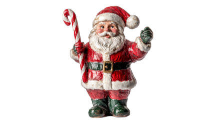 Classic Santa Claus figurine with candy cane