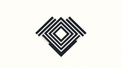 Abstract Geometric Design: Black and White Line Art Illustration AI Generated