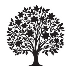Distinct Dogwood Tree Silhouette - Nature-Inspired Dogwood Art - Dogwood Tree Vector - Dogwood Icon
