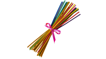 Colorful stick bundle with decorative ribbon