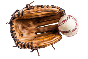 Baseball glove catching a ball mid air