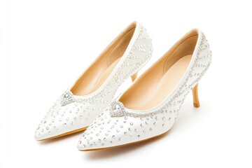 Obraz premium Elegant White High Heels Adorned With Sparkling Crystals
