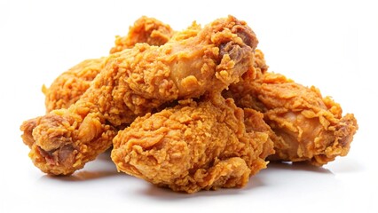 Crispy and crunchy fried chicken isolated on white background. perfect for photo illustration, design element, or any commercial purposes.
