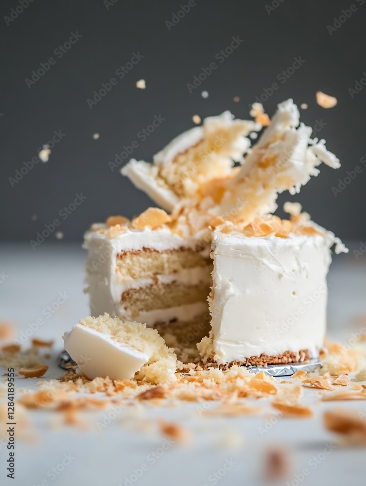 Poster Delicious layered cake with creamy frosting and sprinkles bursting with flavor and texture : Generative AI