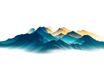 Mountains under a soft gradient sky at dawn