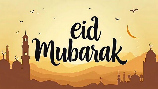 Eid Mubarak: Sunset Celebration in Desert Landscape