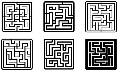 Complex Black Line Maze Puzzles for Educational Use