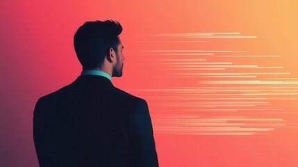 Entrepreneur in silhouette with glowing Treasury bond data streams, US Treasury Bonds, focused strategy