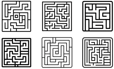 Complex Black Line Maze Puzzles for Educational Use