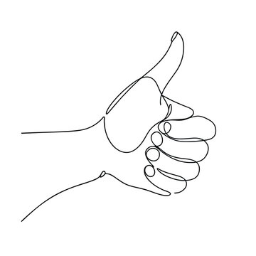 recommend clip art: Single Line Drawing Thumbs Up Hand Gesture Positive Approval