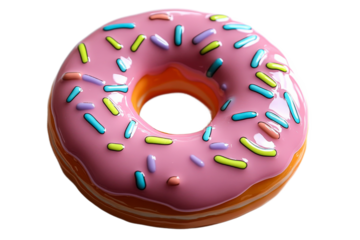 Sprinkled donut on white background