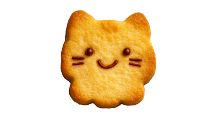 Cute cat shaped cookie with a smiley face