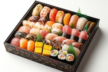 Assorted Sushi Selection in Elegant Black Box